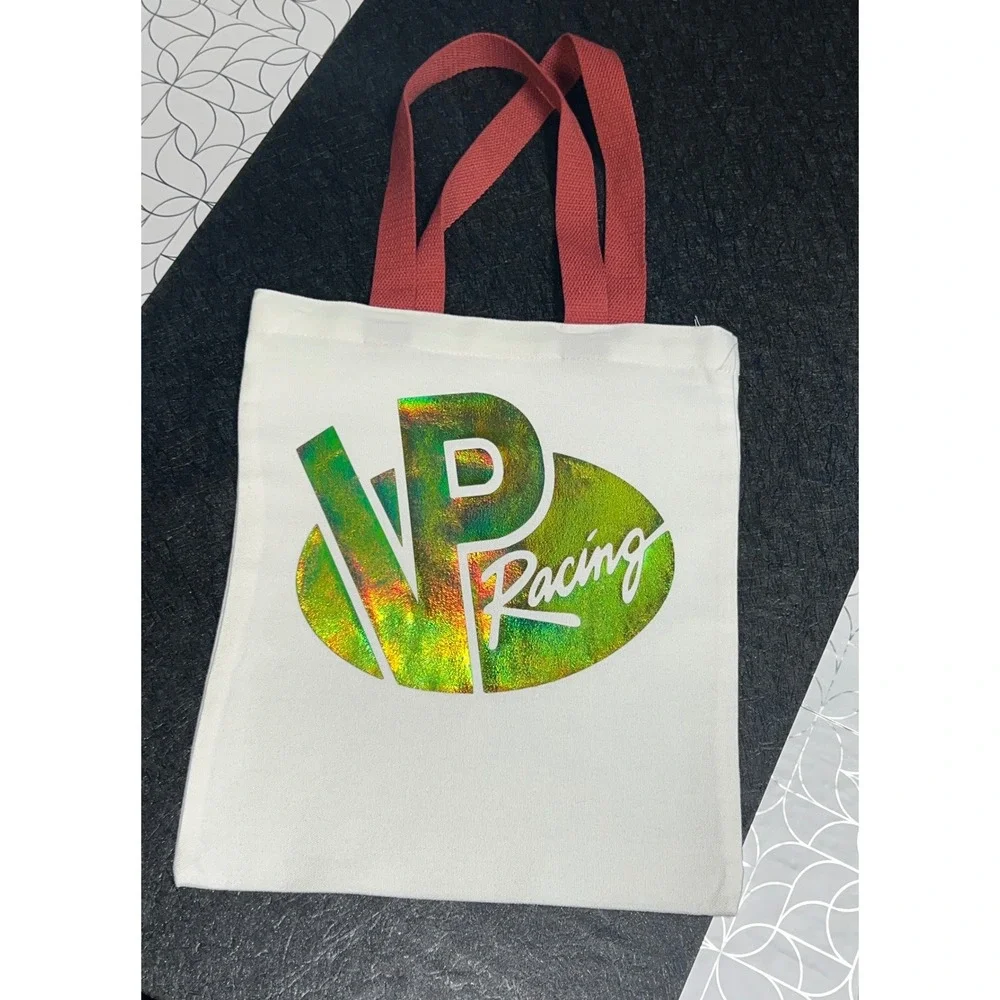 VP Racing Canvas Tote Bag White Brick Red Iridescent Logo Graphic Racing Fuel
